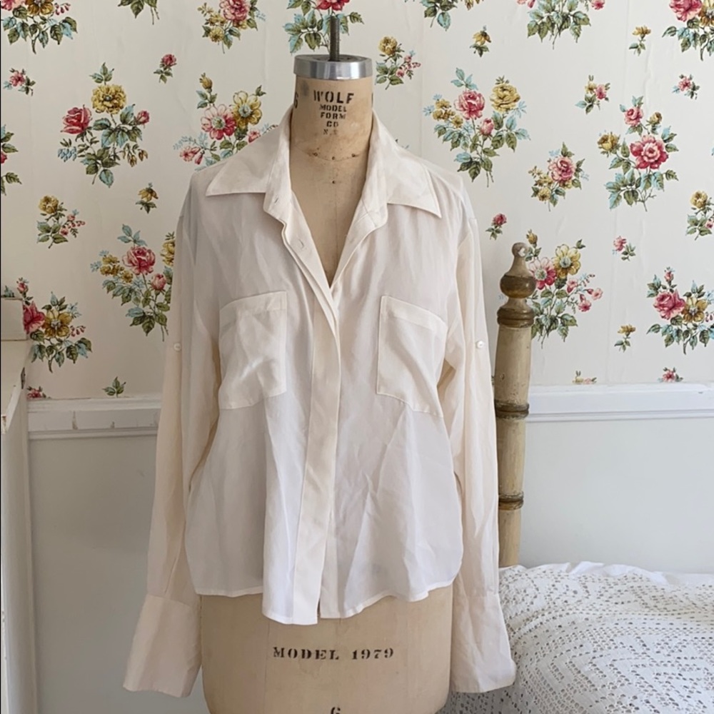 BNWT Intermix Silk Button Down Top